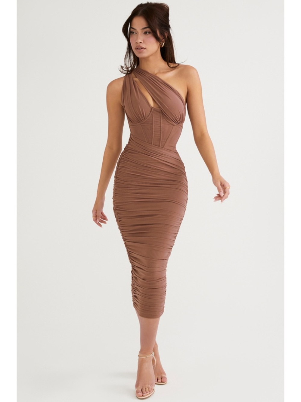 NEW House of CB Valentina Dress Mocha Chocolate Small with Plus Cup